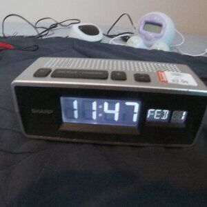 Sharp Alarm Clock Model SP 49 With USB Charger battery option Silver with dimmer